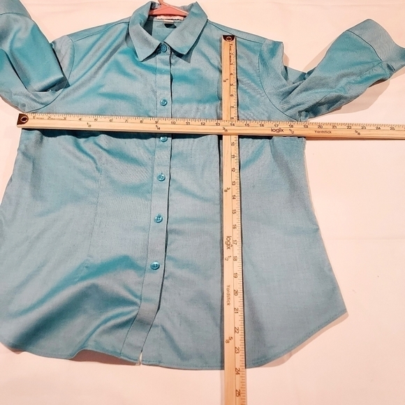 Coldwater CREEK no iron button down 100% Cotton 3/4 sleeve length shirt PM 10 12 - Picture 4 of 8